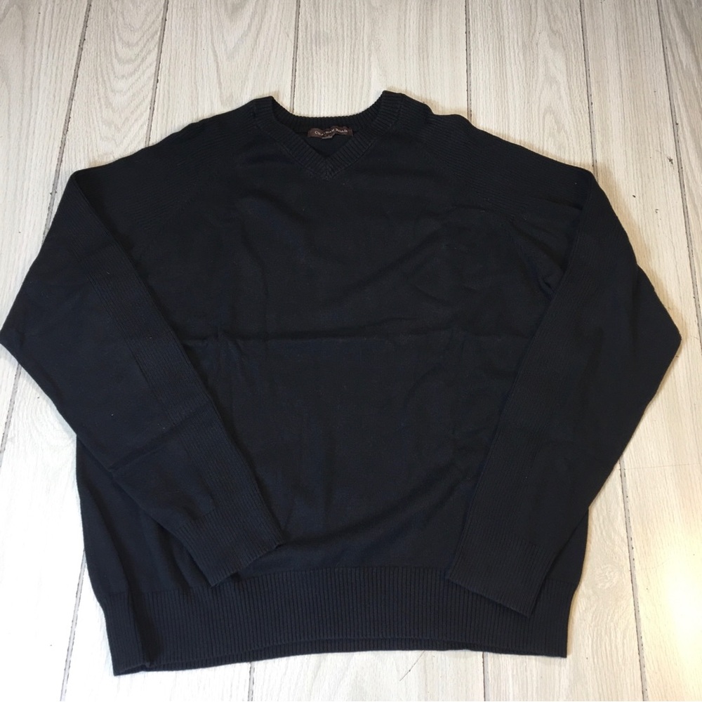 Chatham Road Men Pullover Sweater |long Sleeve|cotton|navy Blue|V neck|Size L